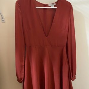 Mauve Long Sleeve V neck Dress Formal Size S